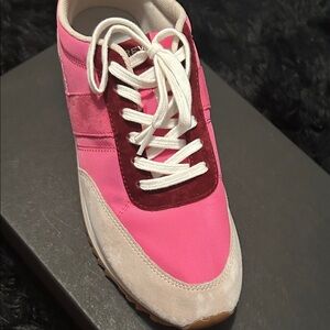 J. Crew Pink and Red Sneakers Retro Athletic Design *worn once*